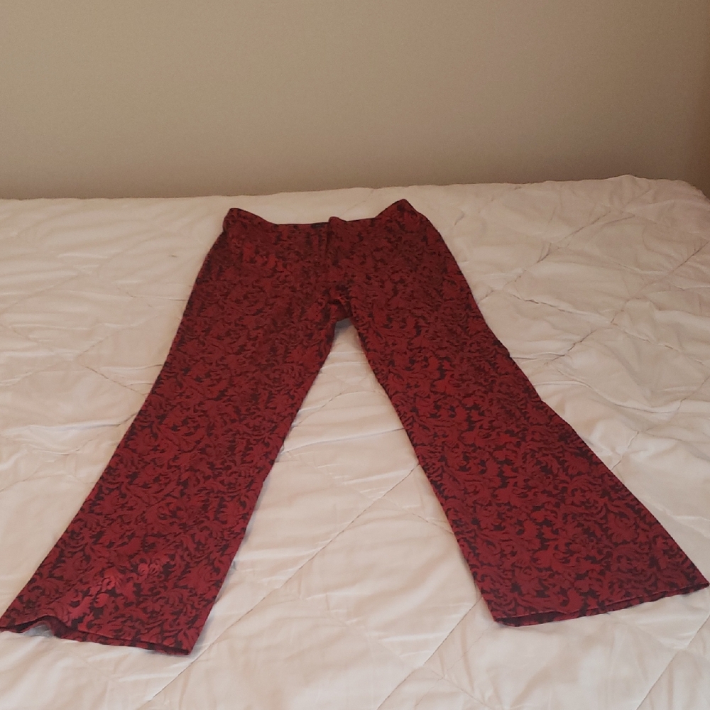 New York & Company Red and Black Floral Pants